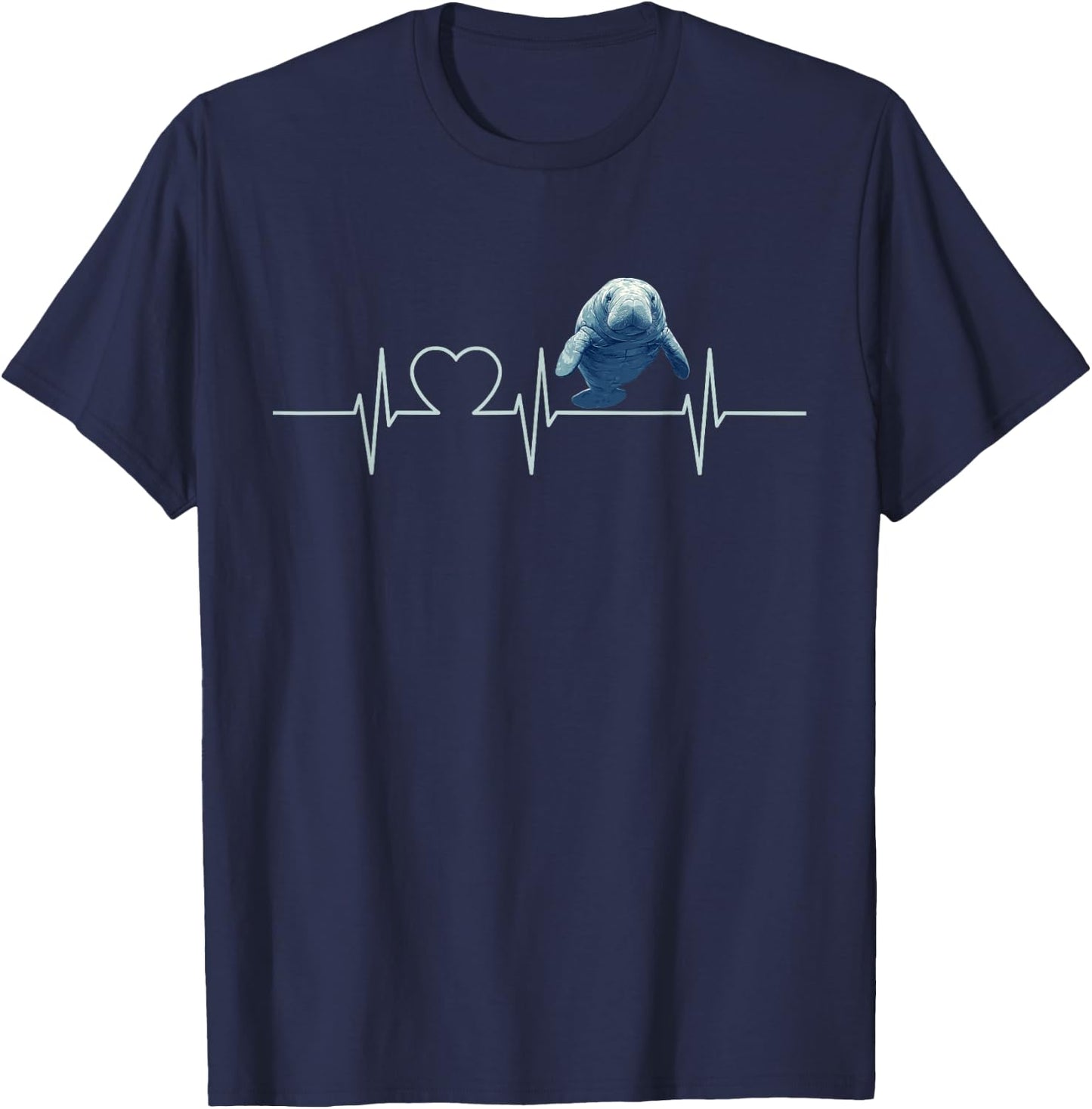 Manatees Manatee Heartbeat T-Shirt - T-Shirt | Navy