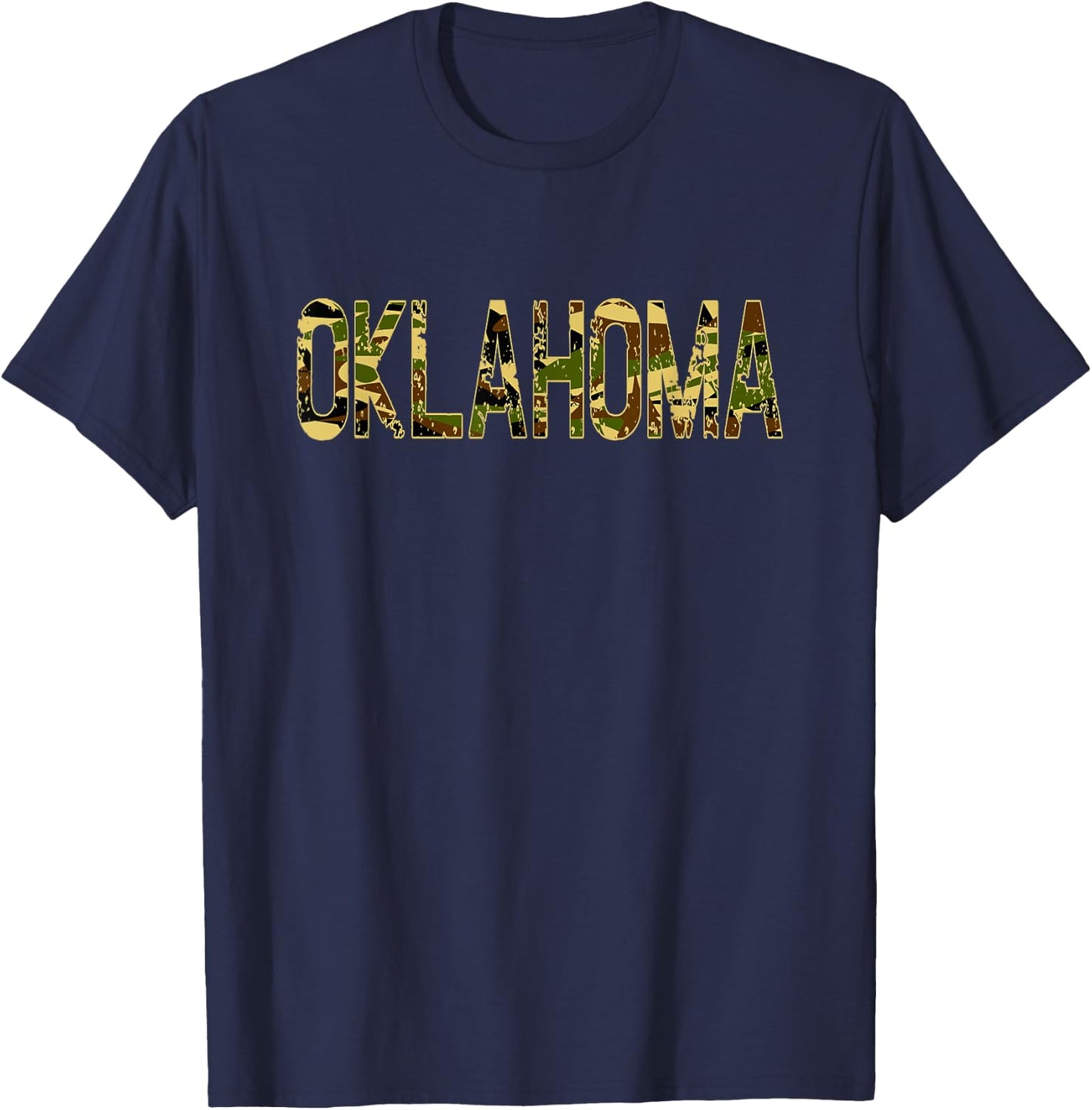 Oklahoma Camo Distressed T-Shirt - T-Shirt | Navy