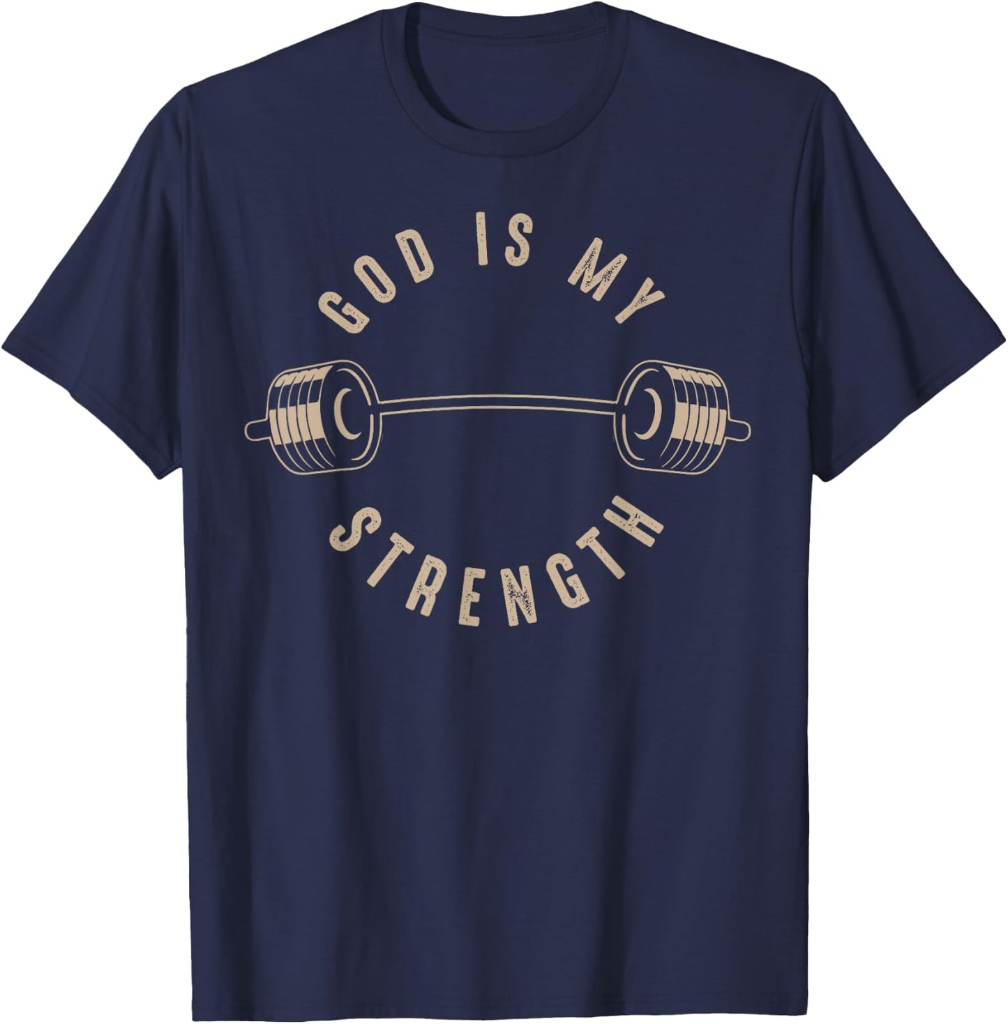 God Is My Strength | Cute God Is Rock Funny Gym Gift T-Shirt - T-Shirt | Navy