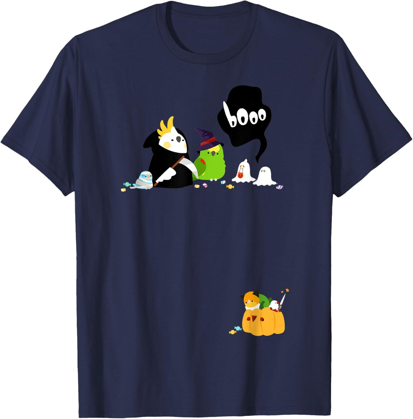 Spooky Halloween Birbs T-Shirt - T-Shirt | Navy