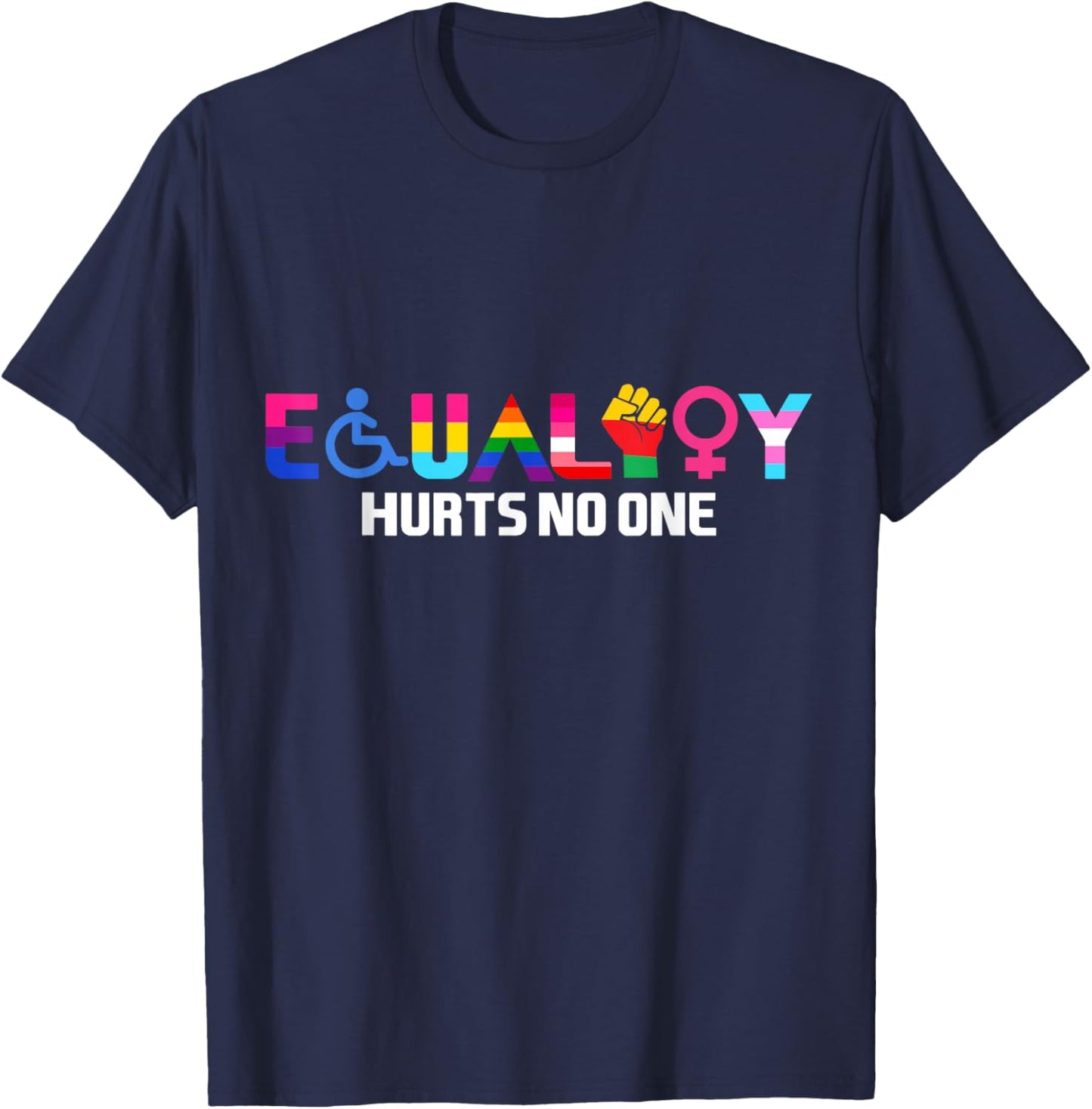 Includes Equality Pride Rainbow Queer Lesbian Gay LGBTQ+ , black T-Shirt - T-Shirt | Navy