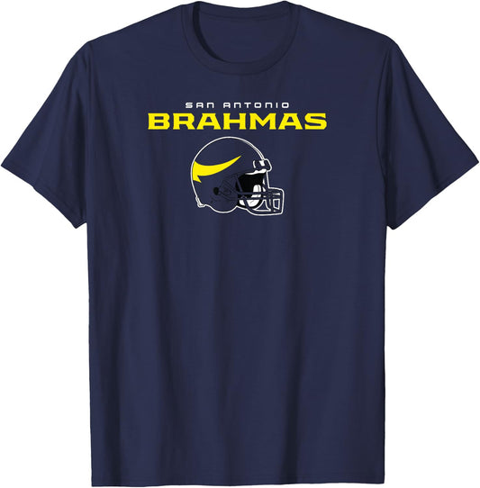 San Antonio Brahmas -Vintage Helmet- United Football League T-Shirt - T-Shirt | Navy