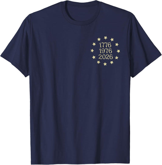 America Turns 250 I Turn 50 1976 50th Birthday 2 Sided T-Shirt - T-Shirt | Navy