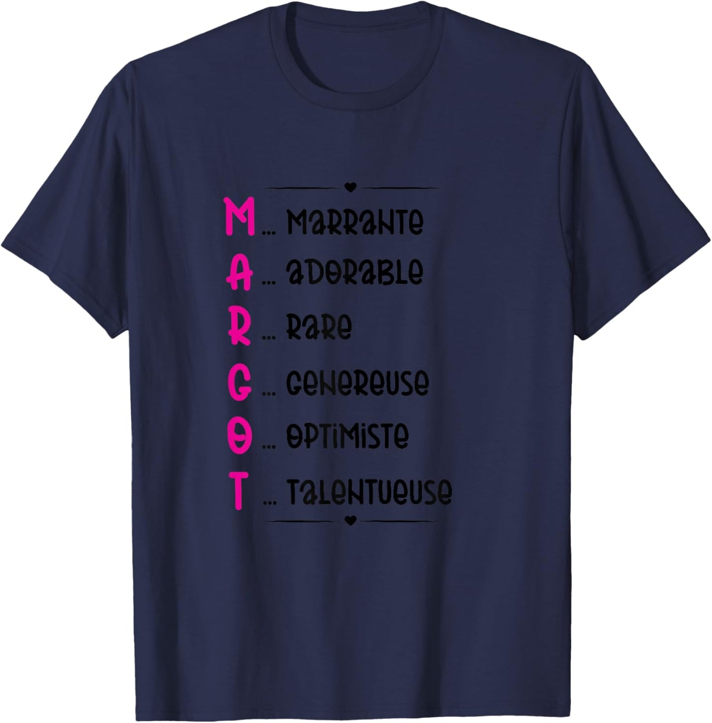 Margot Prenom Personnalisé Femme Cadeau Prenom Margot Girls' , white T-Shirt - T-Shirt | Navy