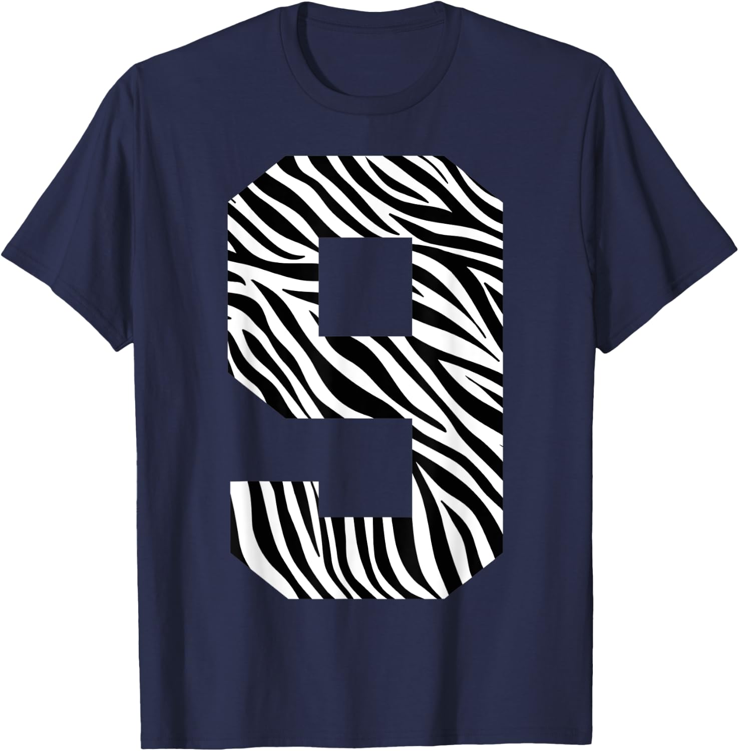 Fun 9th Birthday Zoo Zebra Animal Theme 9 Year Old Kids Boys T-Shirt - T-Shirt | Navy