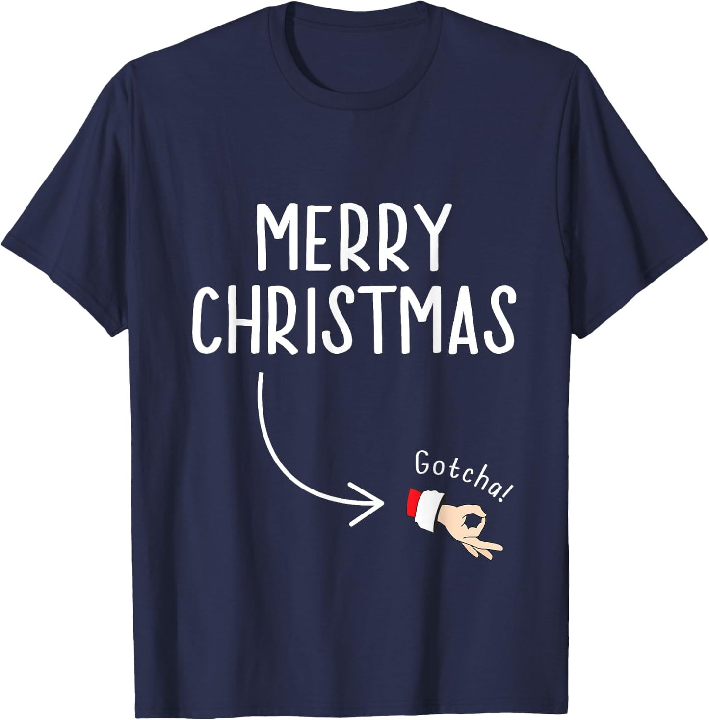 Circle Game Ok Hand Santa Merry Christmas T-Shirt - T-Shirt | Navy