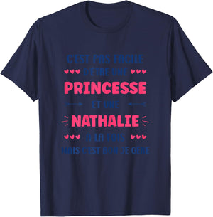 Princess Super Nathalie Girl First Name Humour Nathalie , white, Female X-Small T-Shirt - T-Shirt | Navy