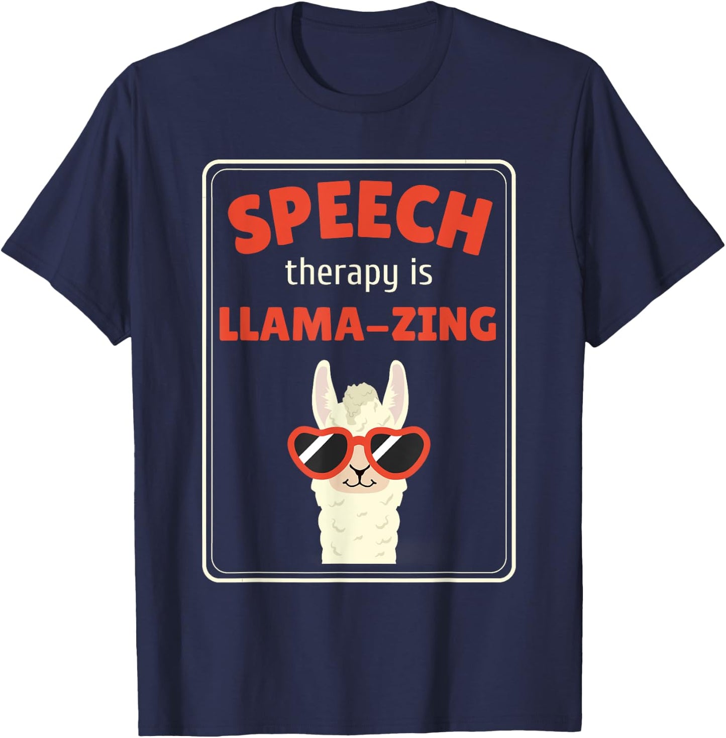 Therapy Pathologist Speech Therapy Therapist SLP Llama T-Shirt - T-Shirt | Navy