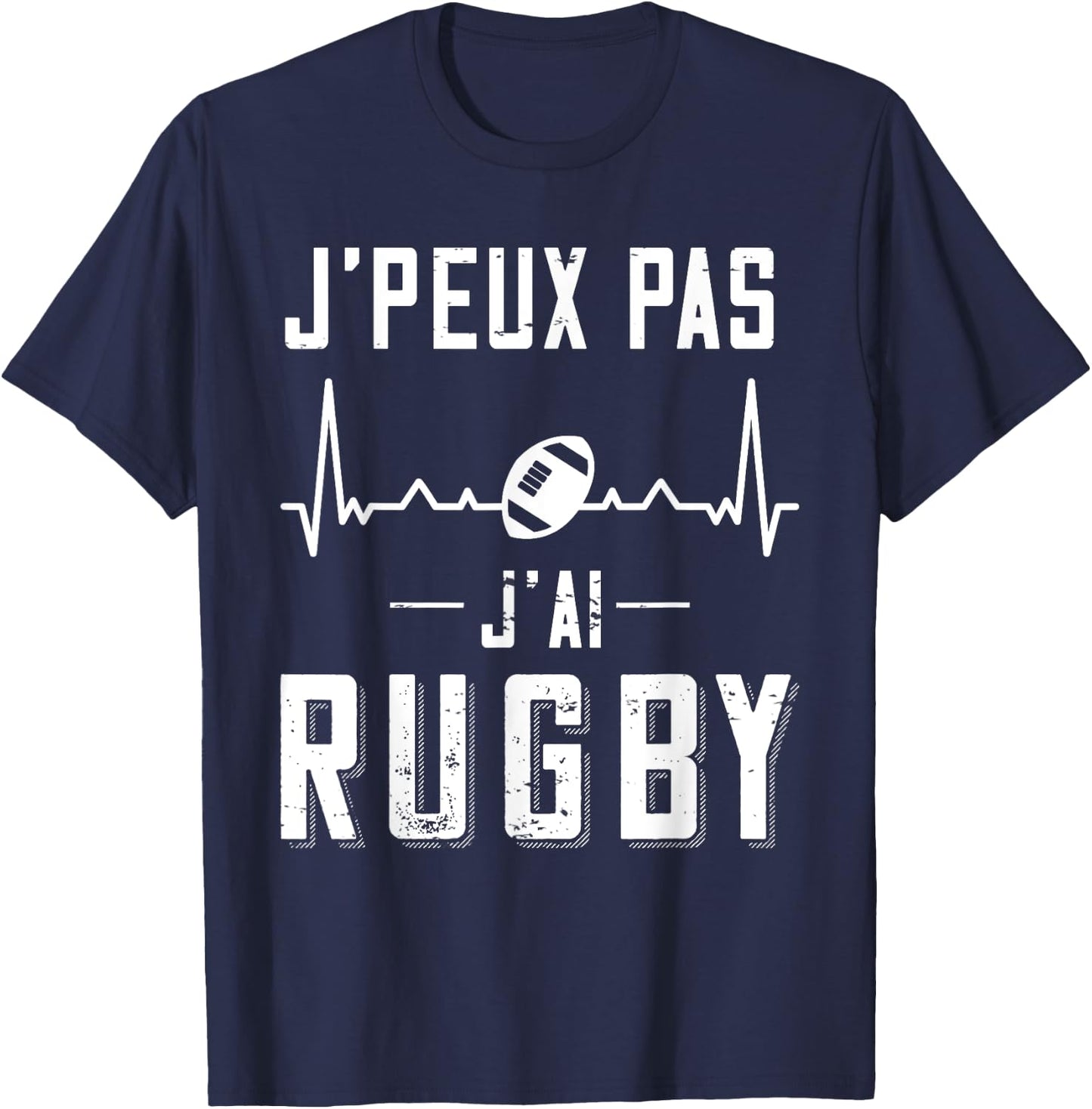 Rugby Player Jersey "J'Peux pas j'ai Rugby ", Black T-Shirt - T-Shirt | Navy