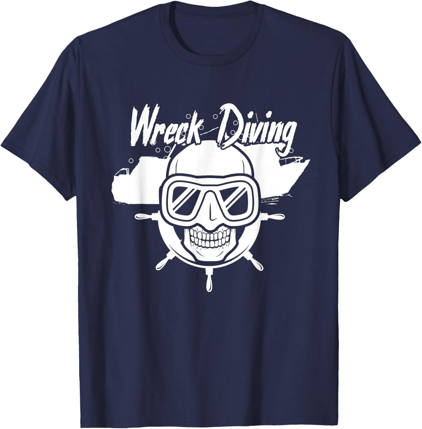 Wreck Diving Ocean Freediving Sea Skull Dive Gift T-Shirt - T-Shirt | Navy