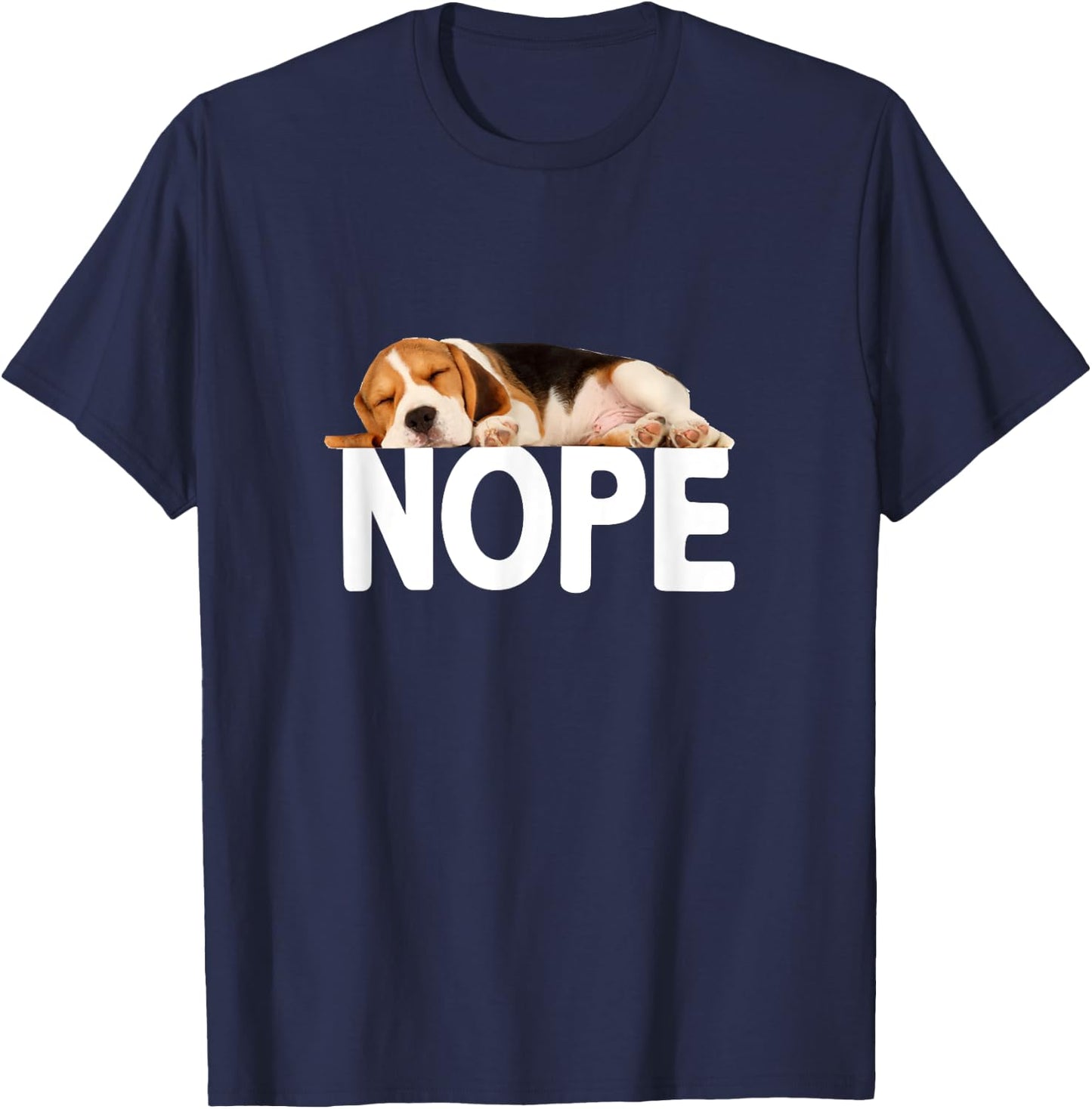 Nope Lazy Beagle T-Shirt - T-Shirt | Navy