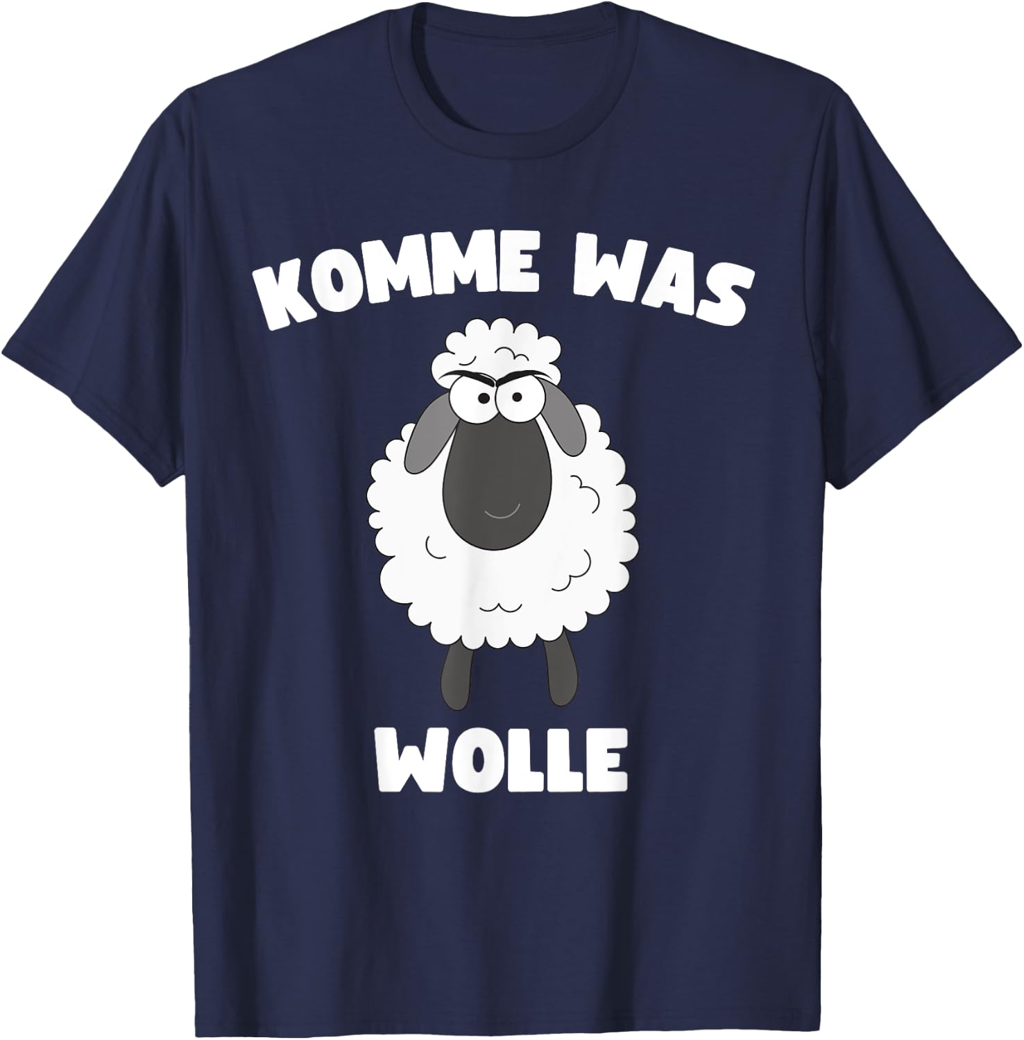 Lustiges mit einem Schaf Spruch "Komme was Wolle" T-Shirt - T-Shirt | Navy