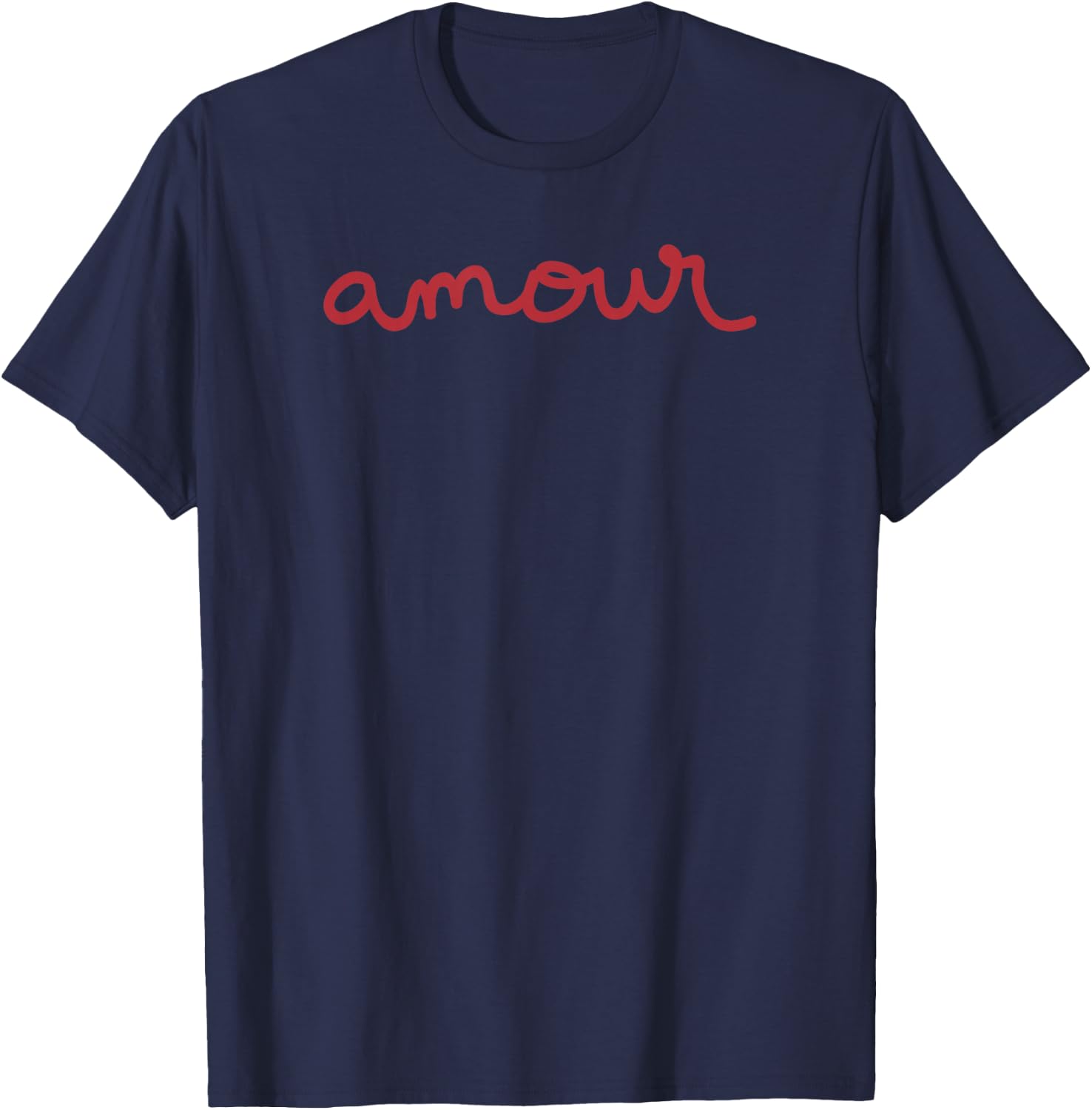 Amour Simple Word Cursive Text T-Shirt - T-Shirt | Navy