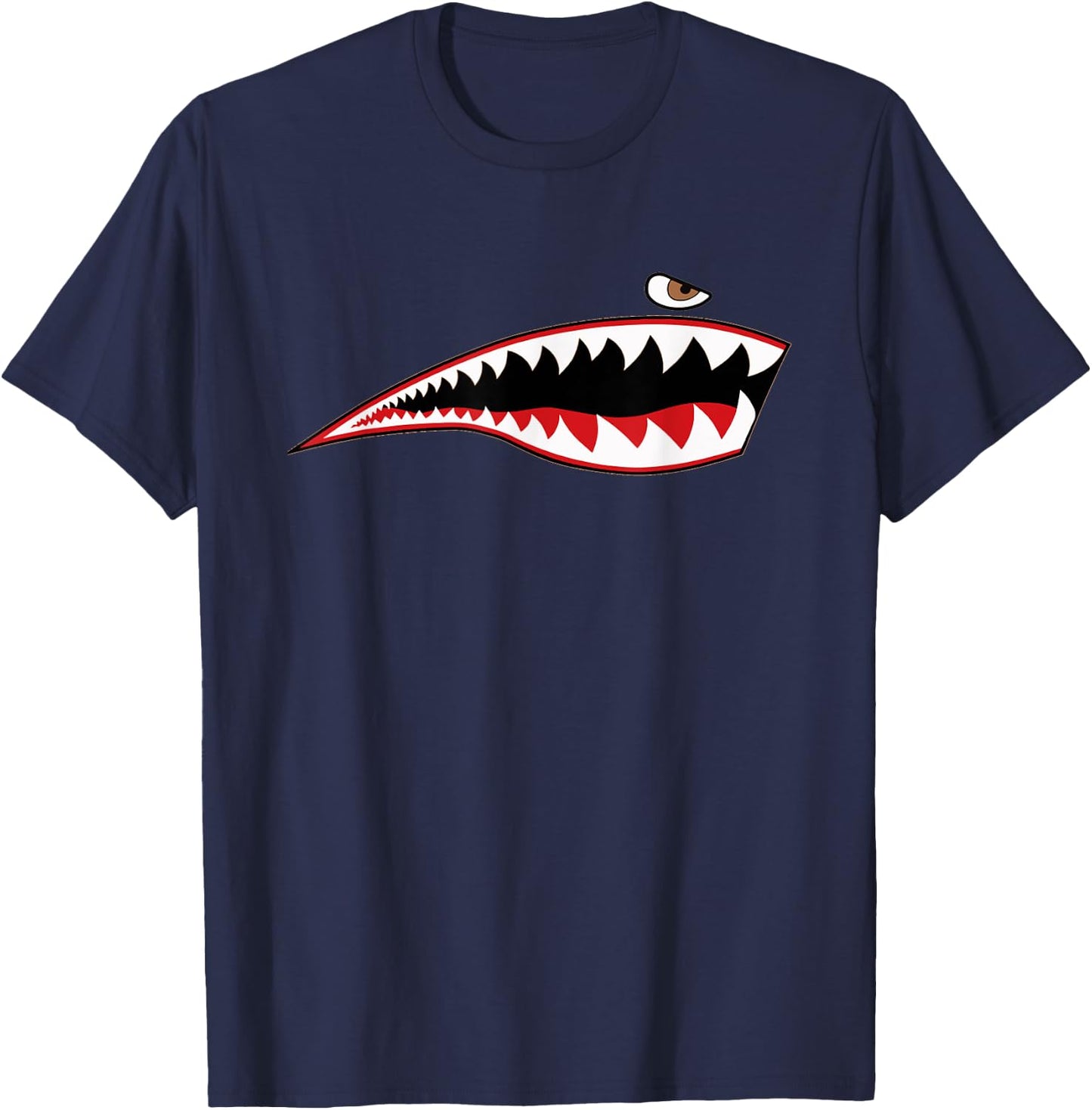 Shark Teeth P-40 Warhawk Nose Art WWII WW2 Airplane Vintage T-Shirt - T-Shirt | Navy