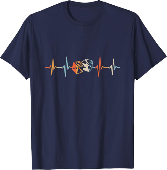 Dice Game Evening Heartbeat Dice , black T-Shirt - T-Shirt | Navy