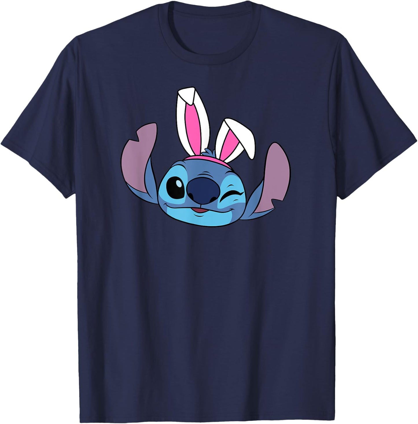 Amazon Essentials Disney Stitch Winking Spring Easter Bunny Ears T-Shirt - T-Shirt | Navy