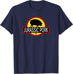 Jurassic Pork - Ultra Funny Parody - Eat Meat - Pig Pork T-Shirt - T-Shirt | Navy