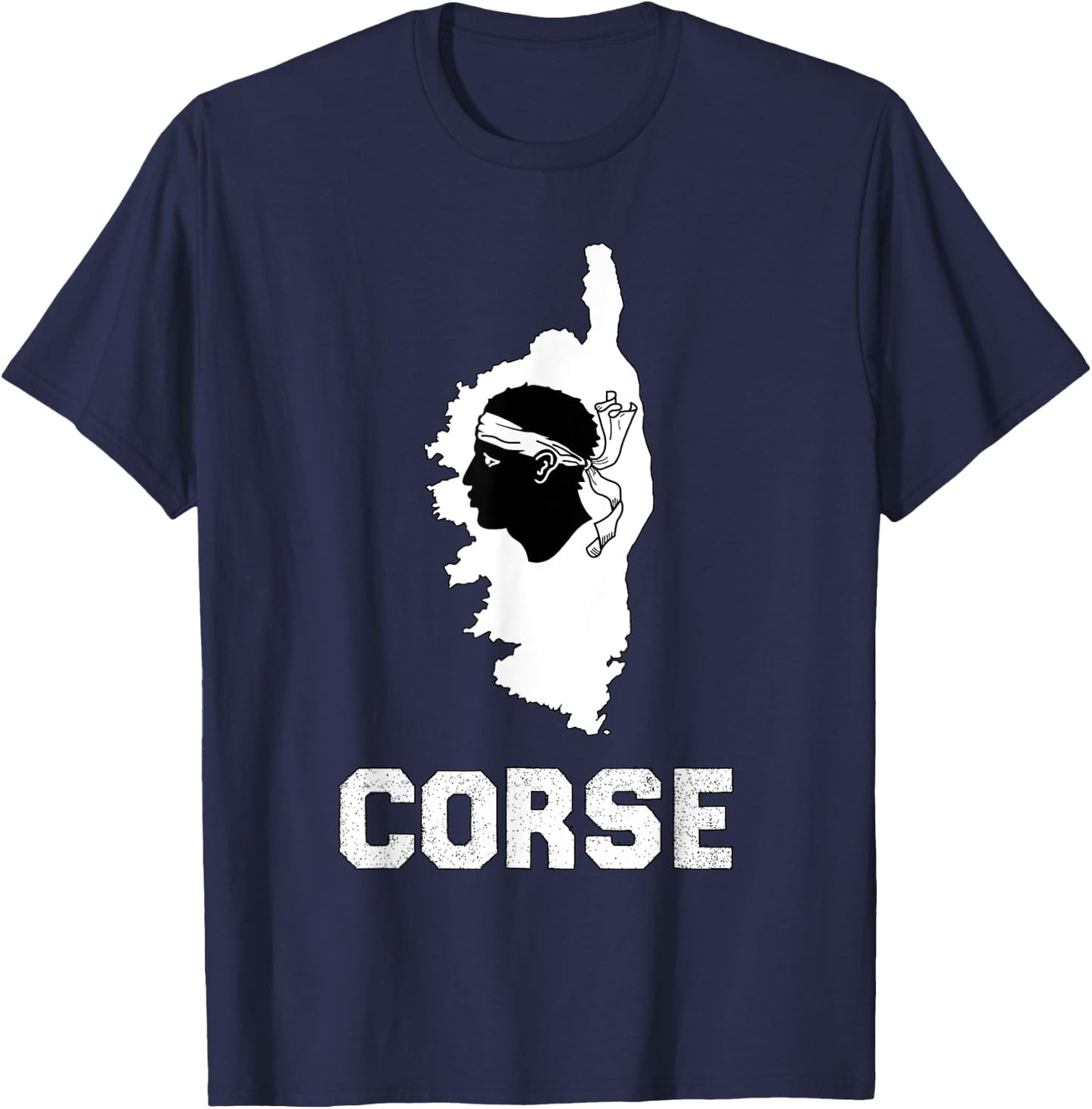 Authentic Corsica Beauty Island Women And Children , Black, S T-Shirt - T-Shirt | Navy