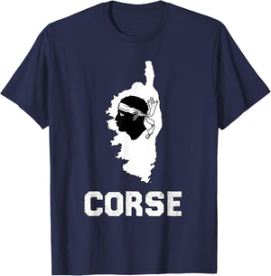 Authentic Corsica Beauty Island Women And Children , Black, S T-Shirt - T-Shirt | Navy