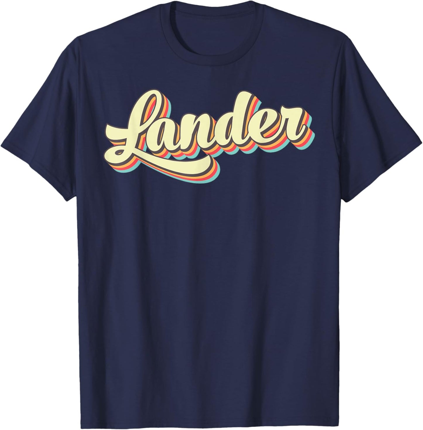 Lander Retro Art Baseball Font Vintage T-Shirt - T-Shirt | Navy