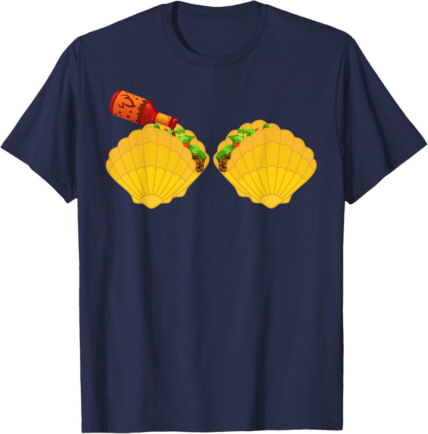 Mermaid Shell Shirt Taco Bra & Spicy Chili Sauce T-Shirt - T-Shirt | Navy