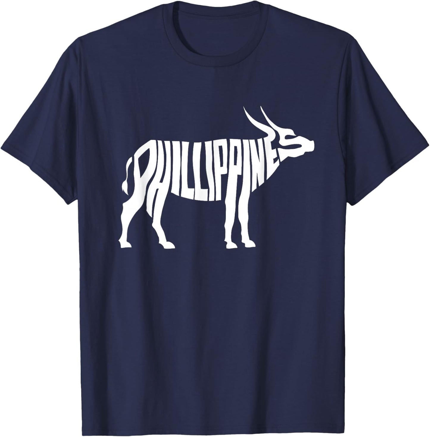 Philippines Carabao Water Buffalo Word Art - Funny Animal T-Shirt - T-Shirt | Navy