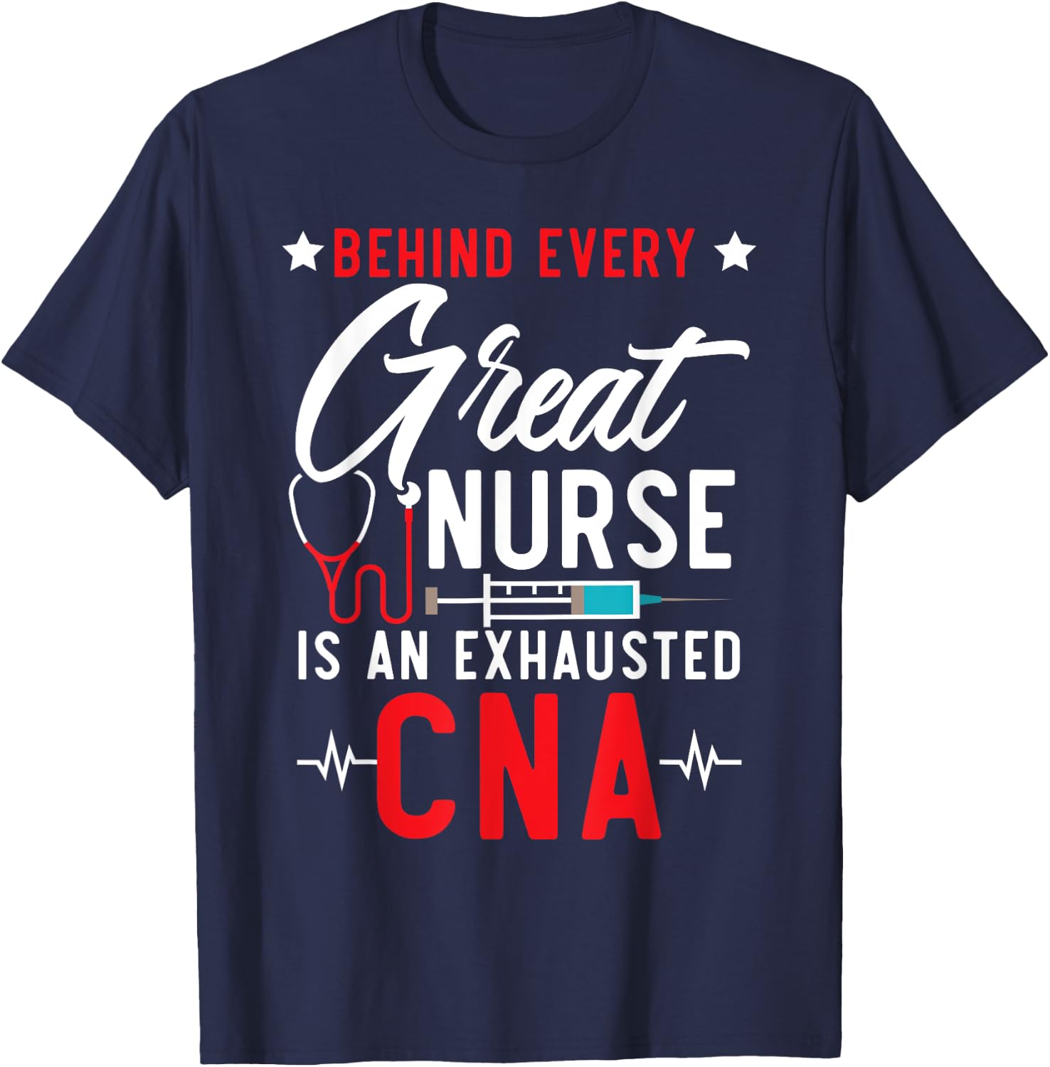 Certified Nursing Assistant CNA SteMi Apparel Black -Adults Modern Nurse Small T-Shirt - T-Shirt | Navy