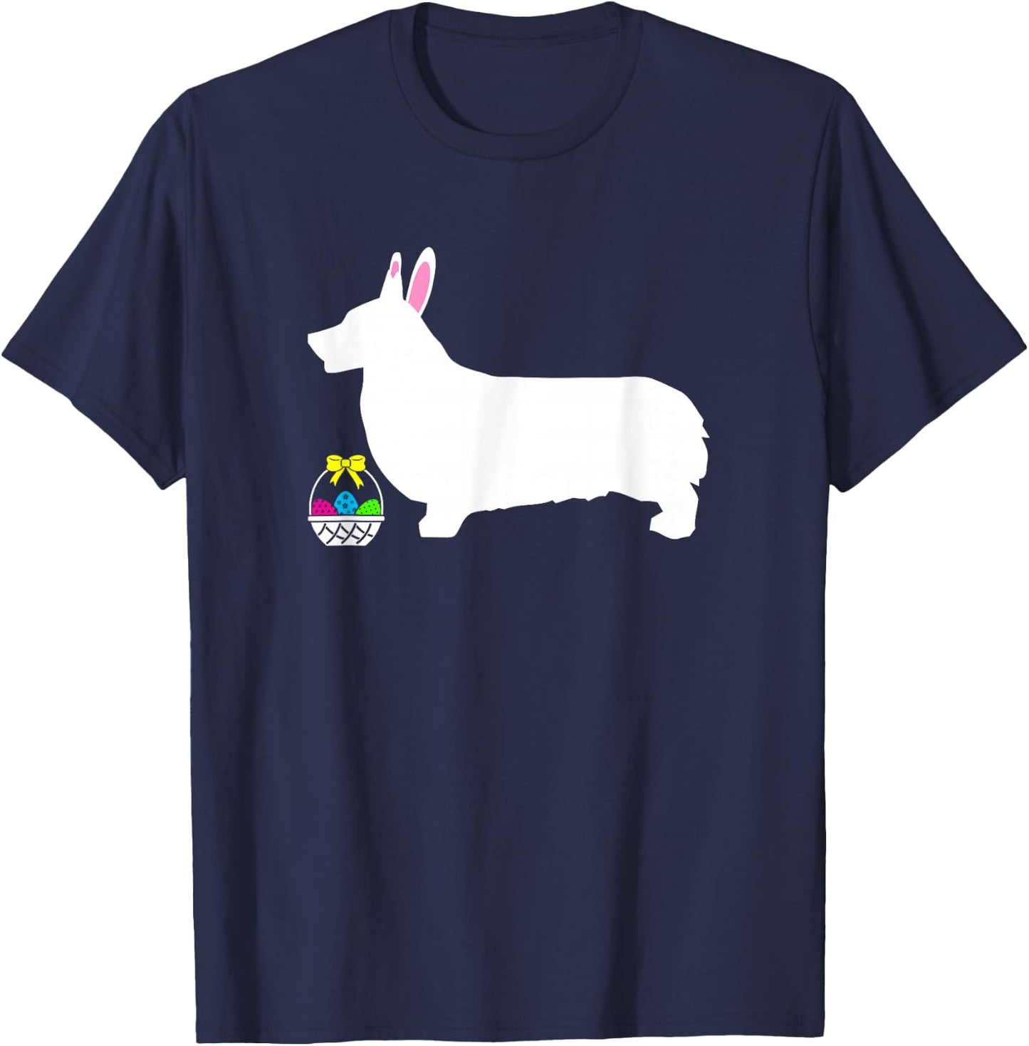 Pembroke Welsh Corgi Easter Bunny Dog Silhouette T-Shirt - T-Shirt | Navy
