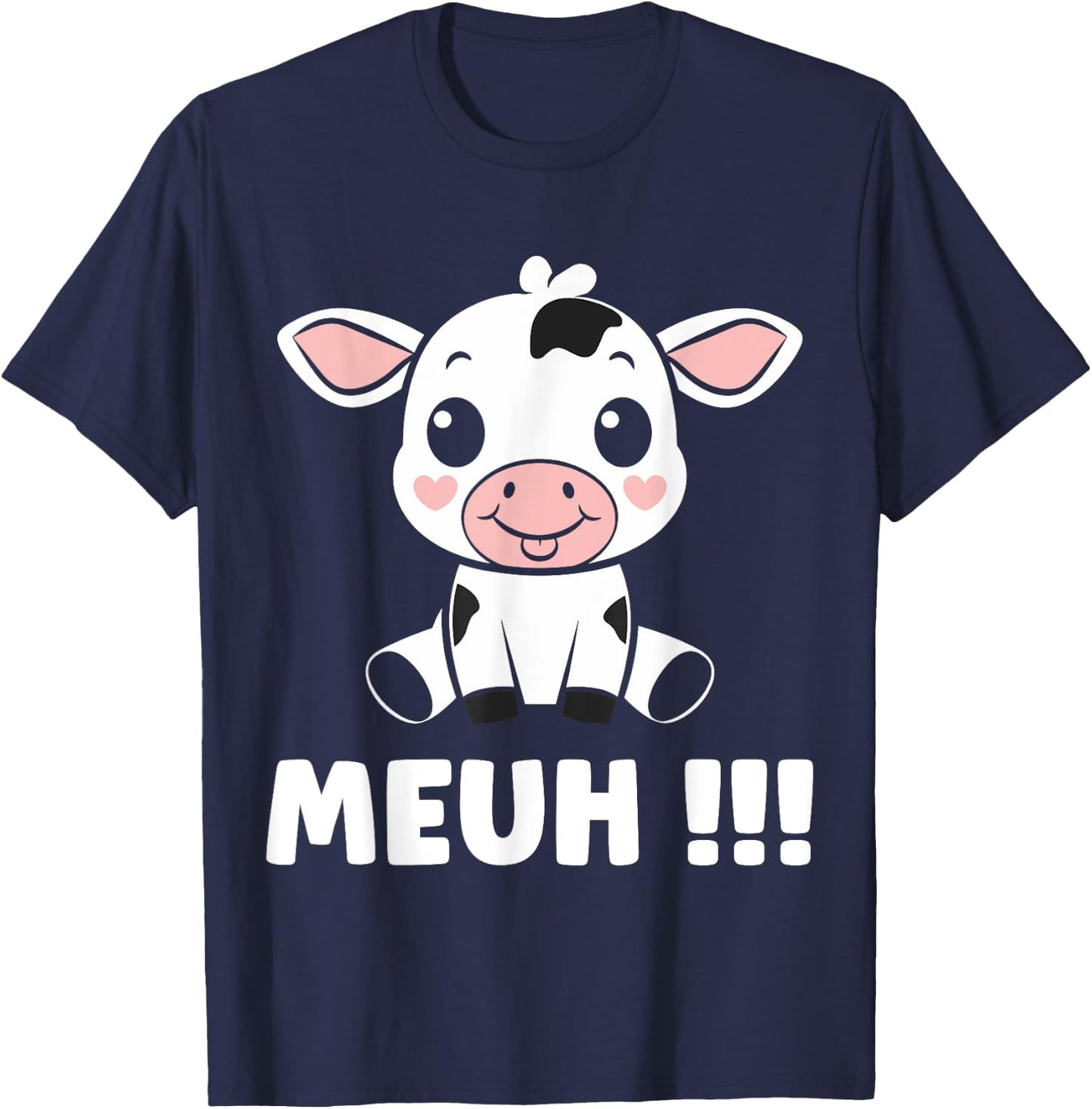Little Cows Cute Humor Animal Muh Cow , Black, S T-Shirt - T-Shirt | Navy