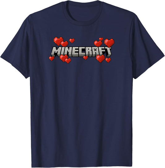 Minecraft Hearts Logo T-Shirt - T-Shirt | Navy