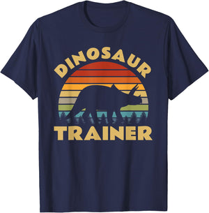 Dinosaur Trainer Halloween Costume Retro Sunset Dino Outline T-Shirt - T-Shirt | Navy