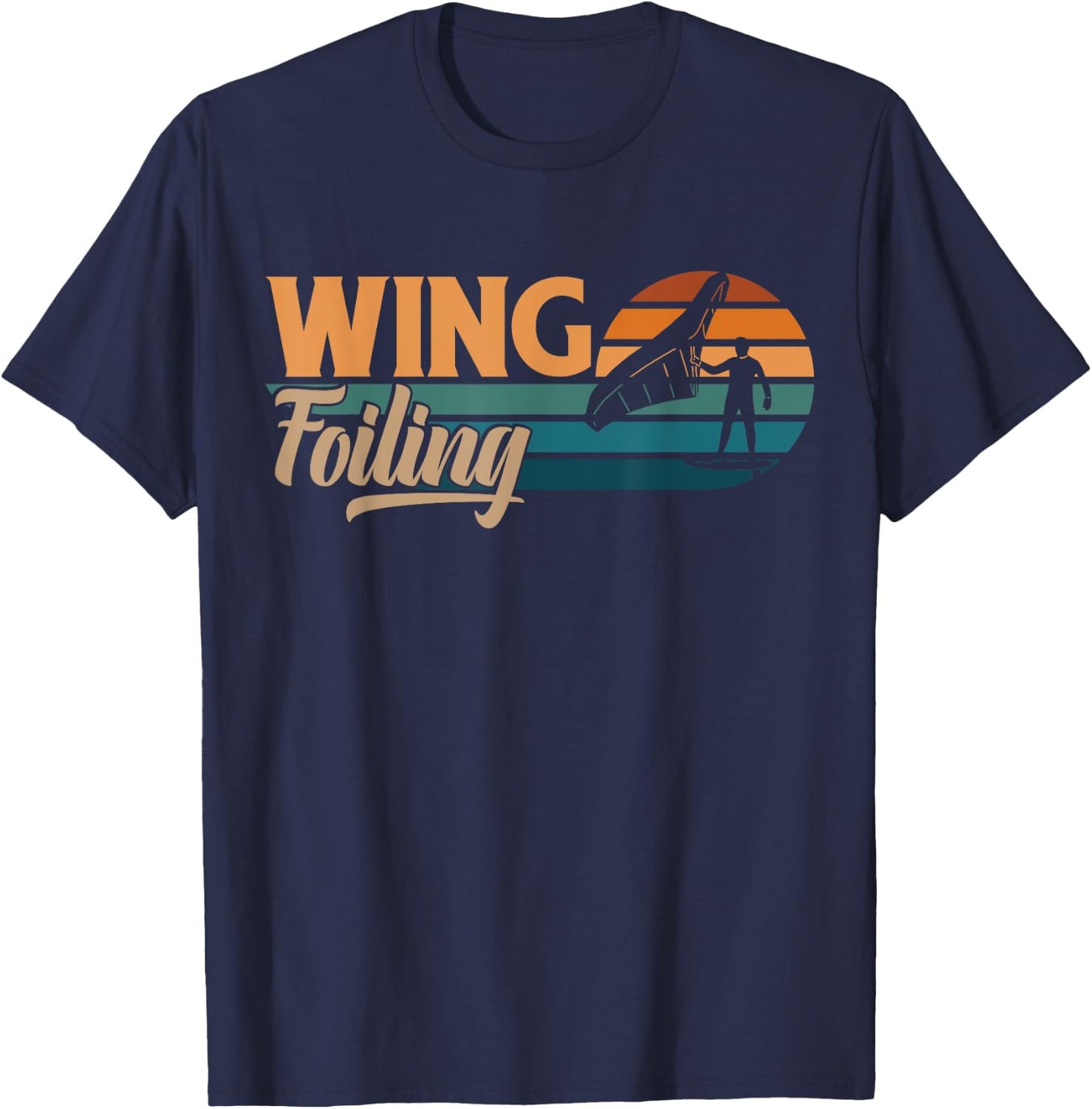 Wing Foil Wingboard , Black, S T-Shirt - T-Shirt | Navy