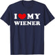 I Love My Wiener, I Heart My Wiener T-Shirt - T-Shirt | Navy