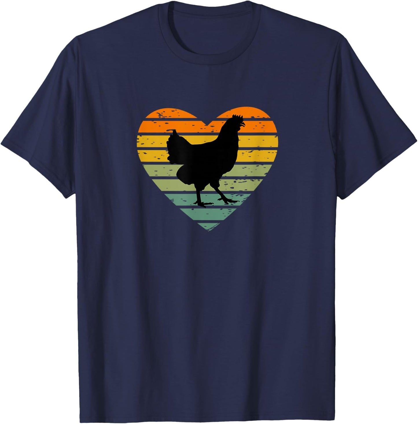 Ich Liebe Hühner Retro Herz Hühnerfan Bauernhof Henne Huhn T-Shirt - T-Shirt | Navy