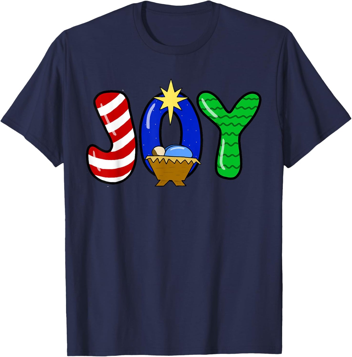 Choose Joy Christmas Manger Baby Jesus Nativity Joy Pajamas T-Shirt - T-Shirt | Navy