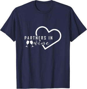 Partners In Wine | Cool Wine Drinkers Wine Lovers Drinking T-Shirt - T-Shirt | Navy