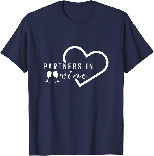 Partners In Wine | Cool Wine Drinkers Wine Lovers Drinking T-Shirt - T-Shirt | Navy