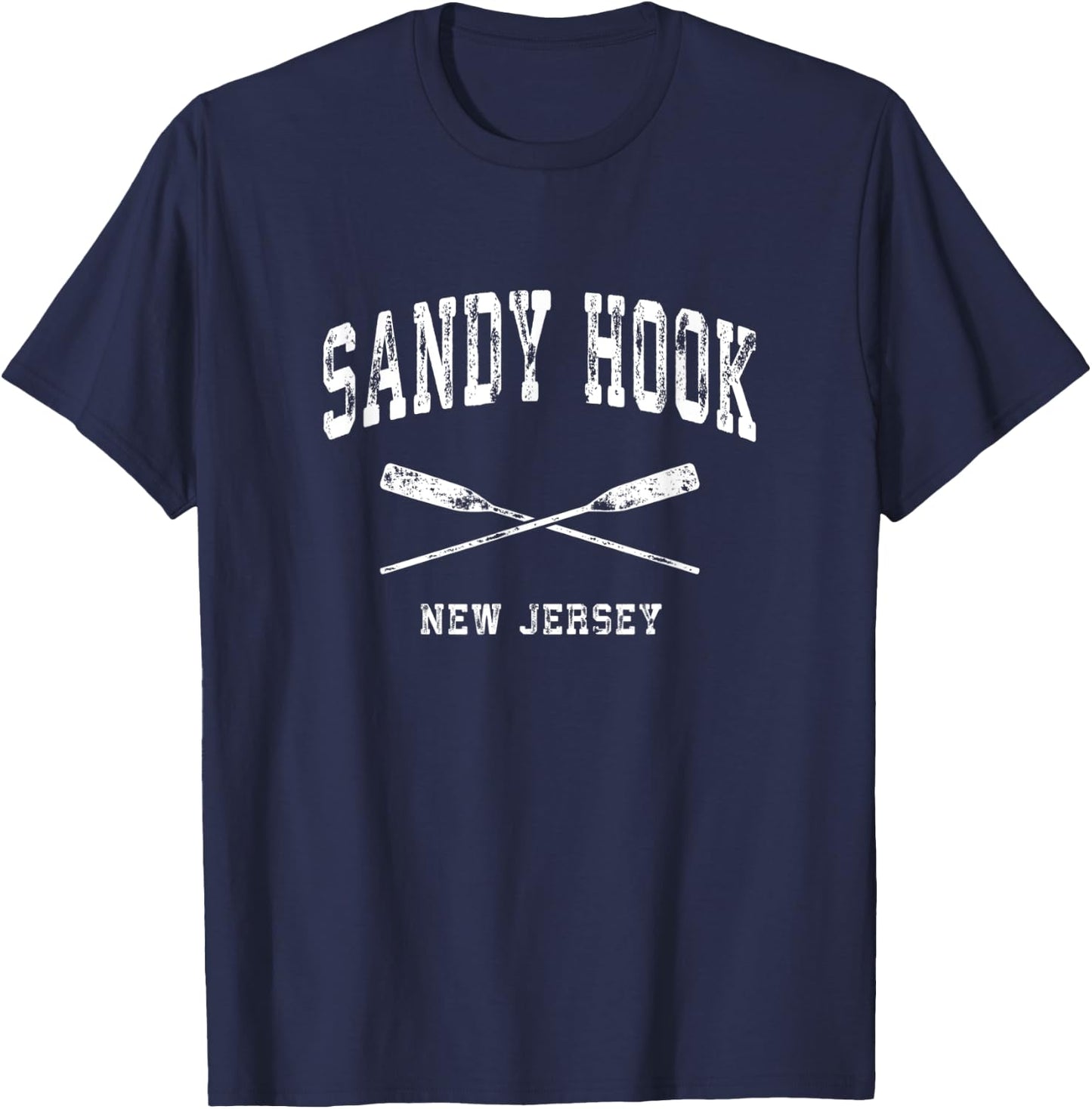 Sandy Hook New Jersey Vintage Nautical Crossed Oars T-Shirt - T-Shirt | Navy
