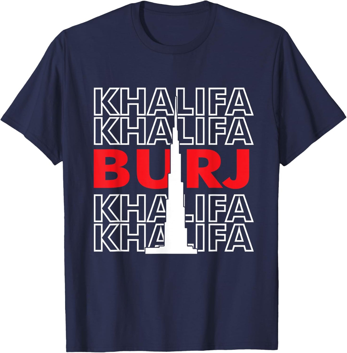 Burj Khalifa Skyscraper from Dubai United Arab Emirates T-Shirt - T-Shirt | Navy