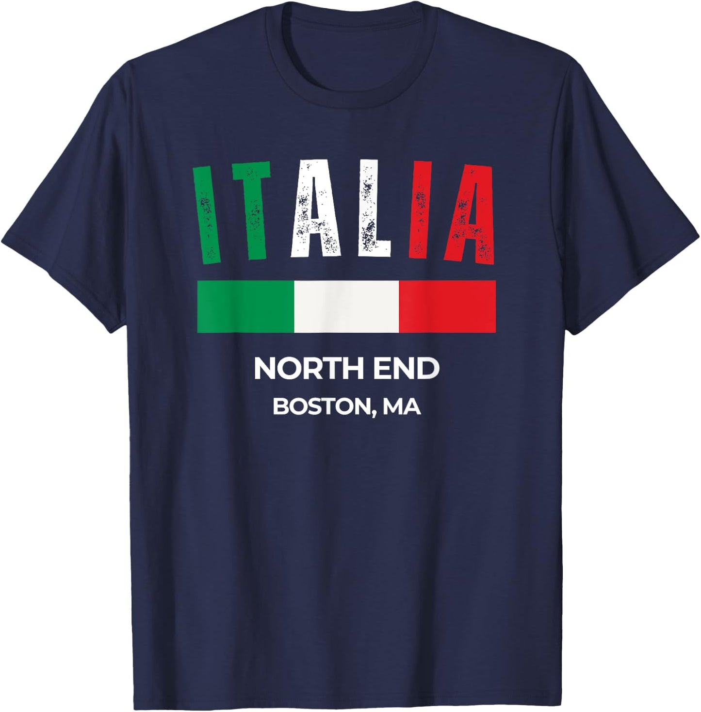 Italy Flag North End Boston MA T-Shirt - T-Shirt | Navy