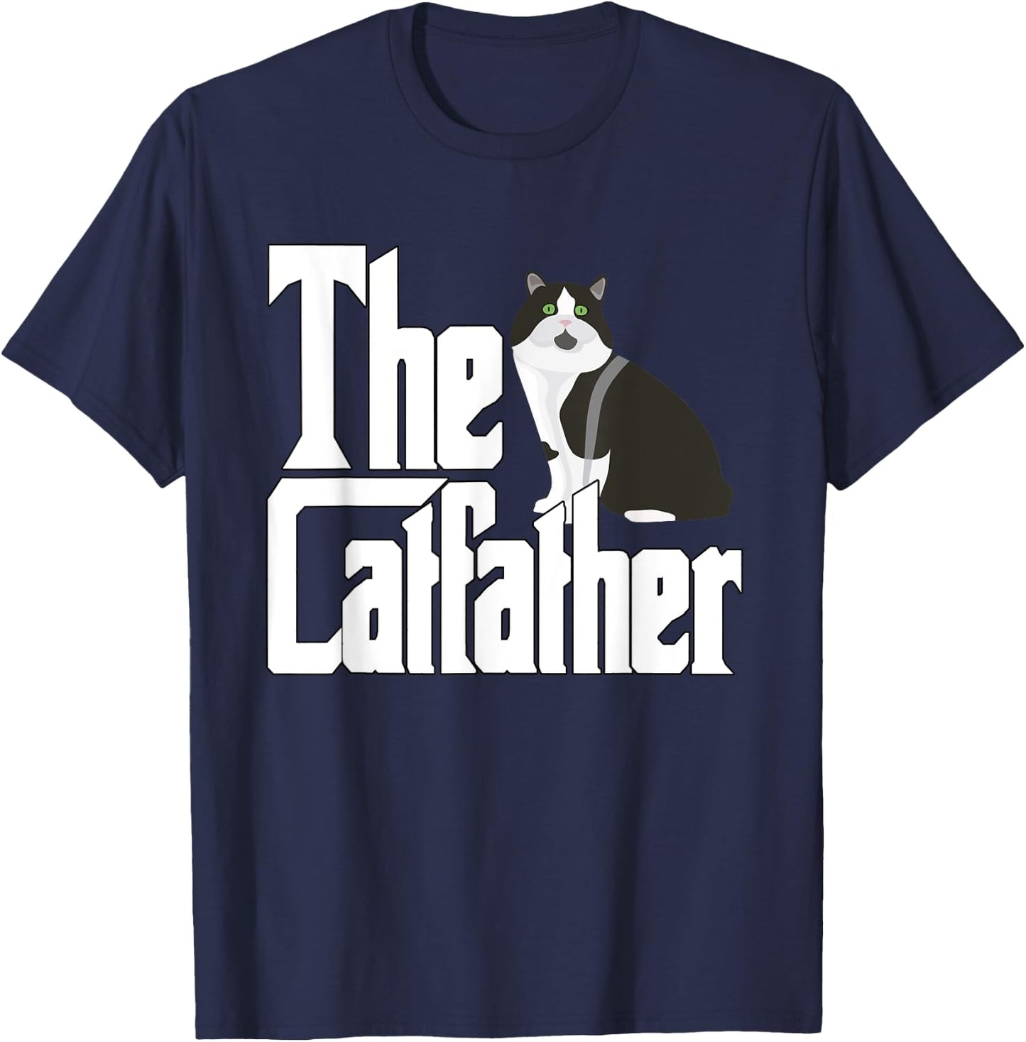 The Catfather Cat Father Mafia Whiskers Male Daddy T-Shirt - T-Shirt | Navy