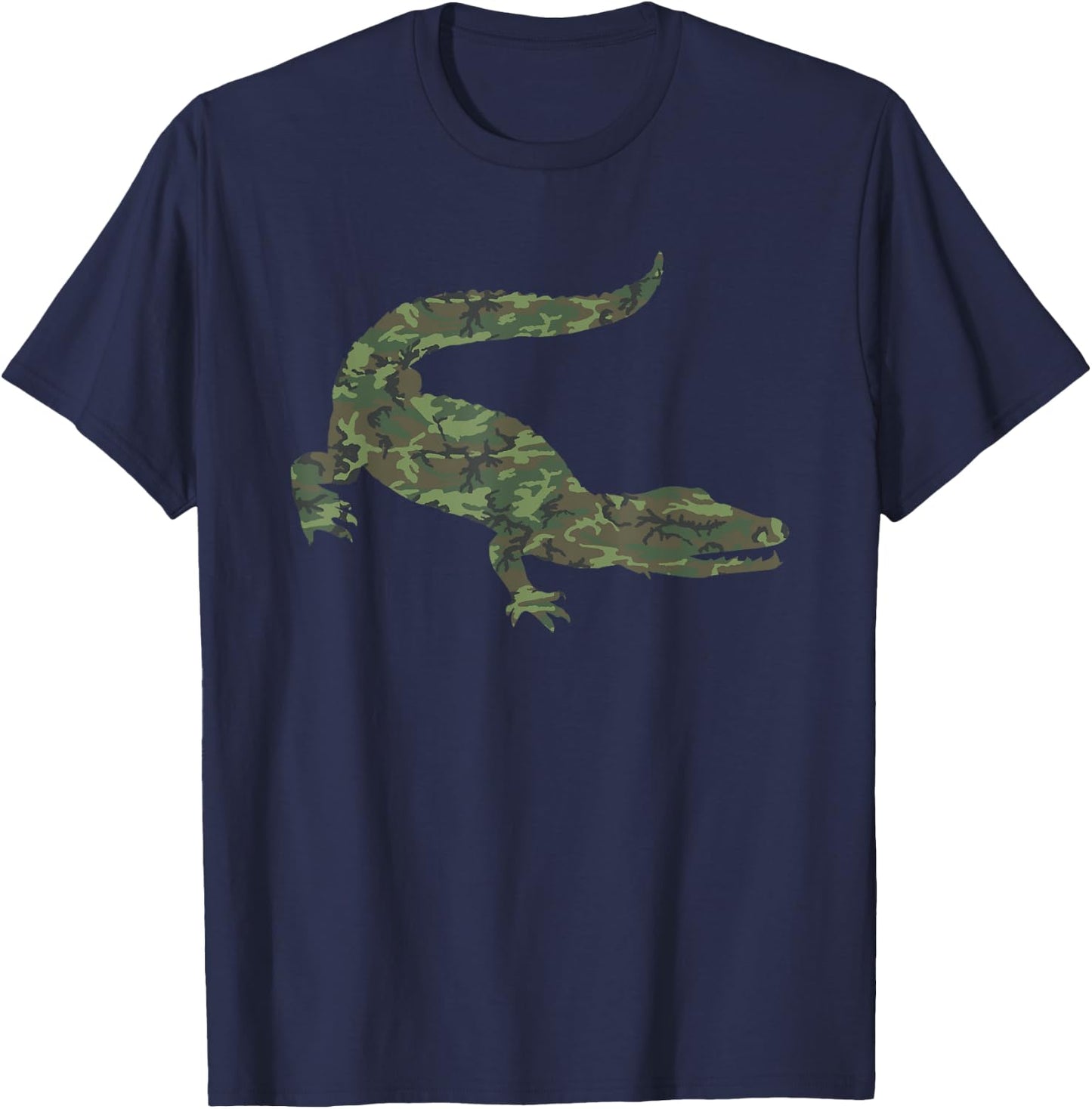 Military Alligator Camo Print US Crocodile Veteran Men Gift T-Shirt - T-Shirt | Navy