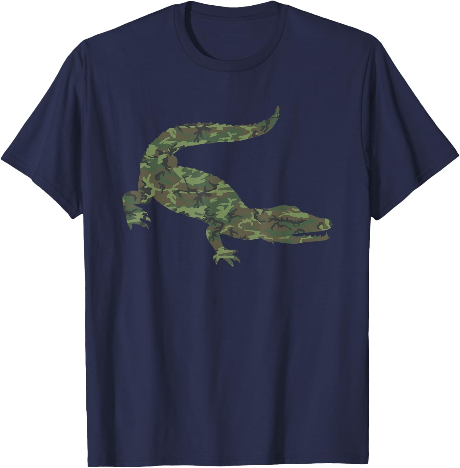 Military Alligator Camo Print US Crocodile Veteran Men Gift T-Shirt - T-Shirt | Navy