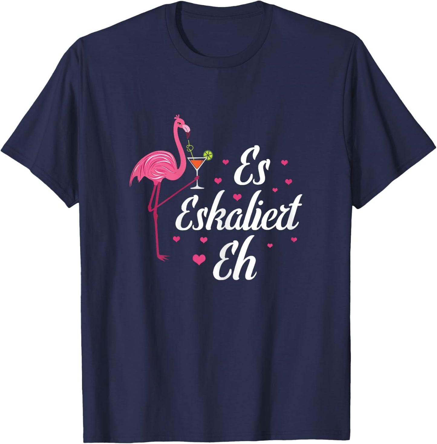 Women's Champagne Wine Girlstrip Running Girls Flamingo Es Escaliert Eh , black, s T-Shirt - T-Shirt | Navy
