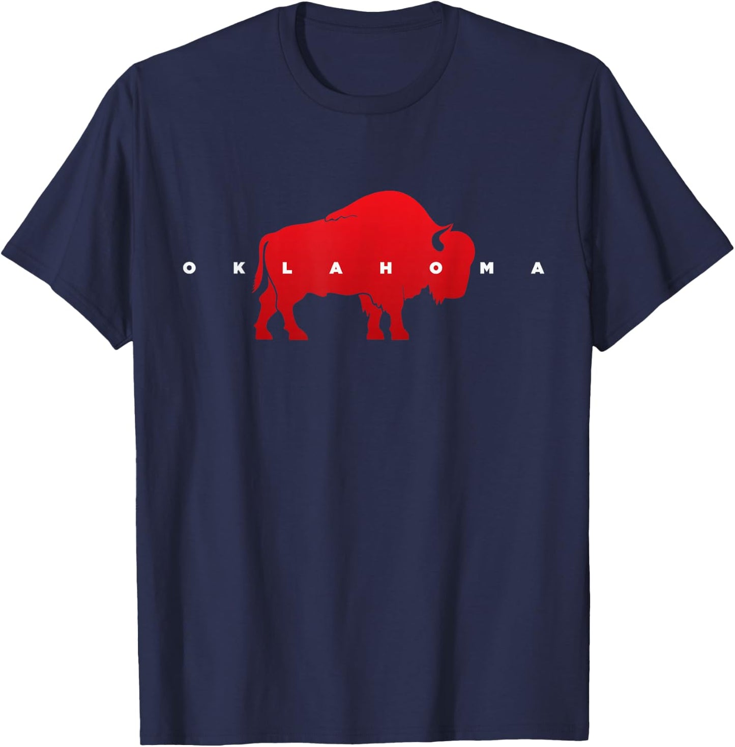 Oklahoma Bison Wildlife Animal Silhouette T-Shirt - T-Shirt | Navy