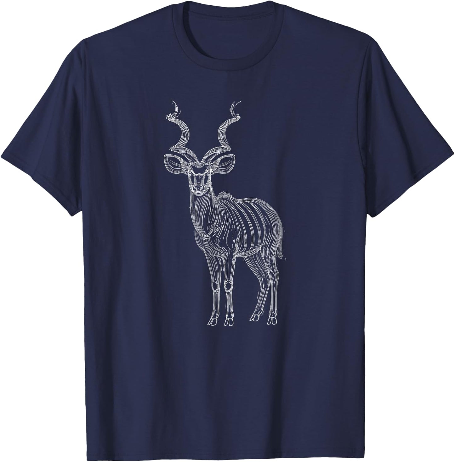 Line Art Kudu Antelope Kudus T-Shirt - T-Shirt | Navy
