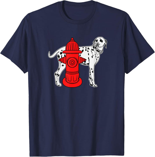 Fire Hydrant Shirt For Firefighters Dalmation Dog Mascot Women Girls Kids T-Shirt - T-Shirt | Navy