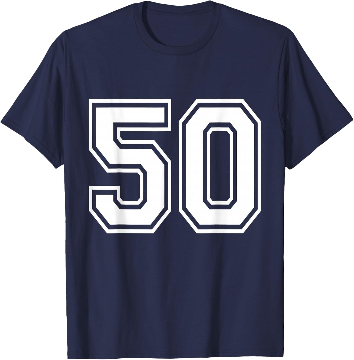 Number 50 Varsity Sports Team Jersey 50th Birthday 50 Years T-Shirt - T-Shirt | Navy