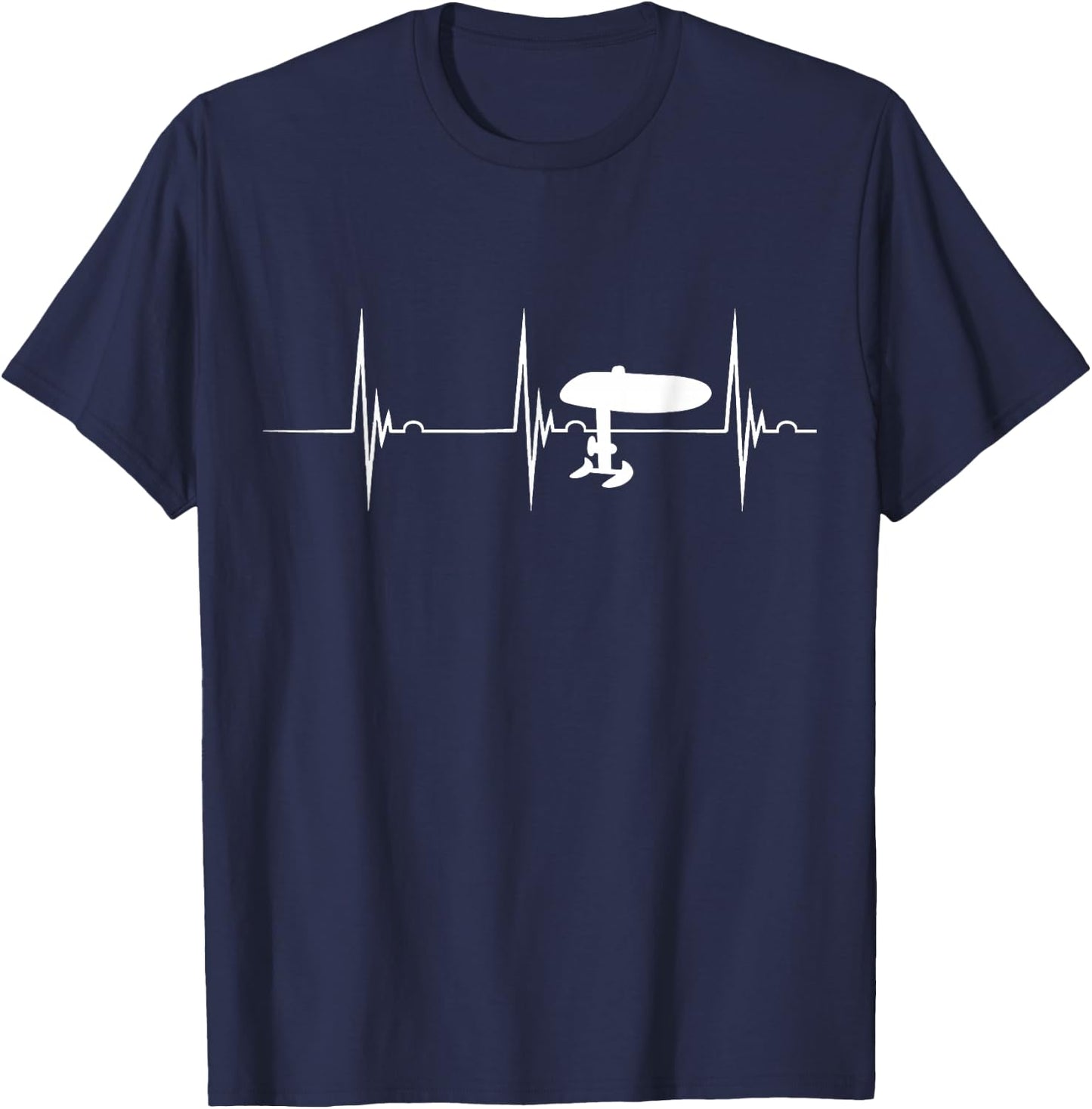 Elektrisches Hydrofoil Surfboard Efoil Heartbeat EKG Pulsfolie T-Shirt - T-Shirt | Navy