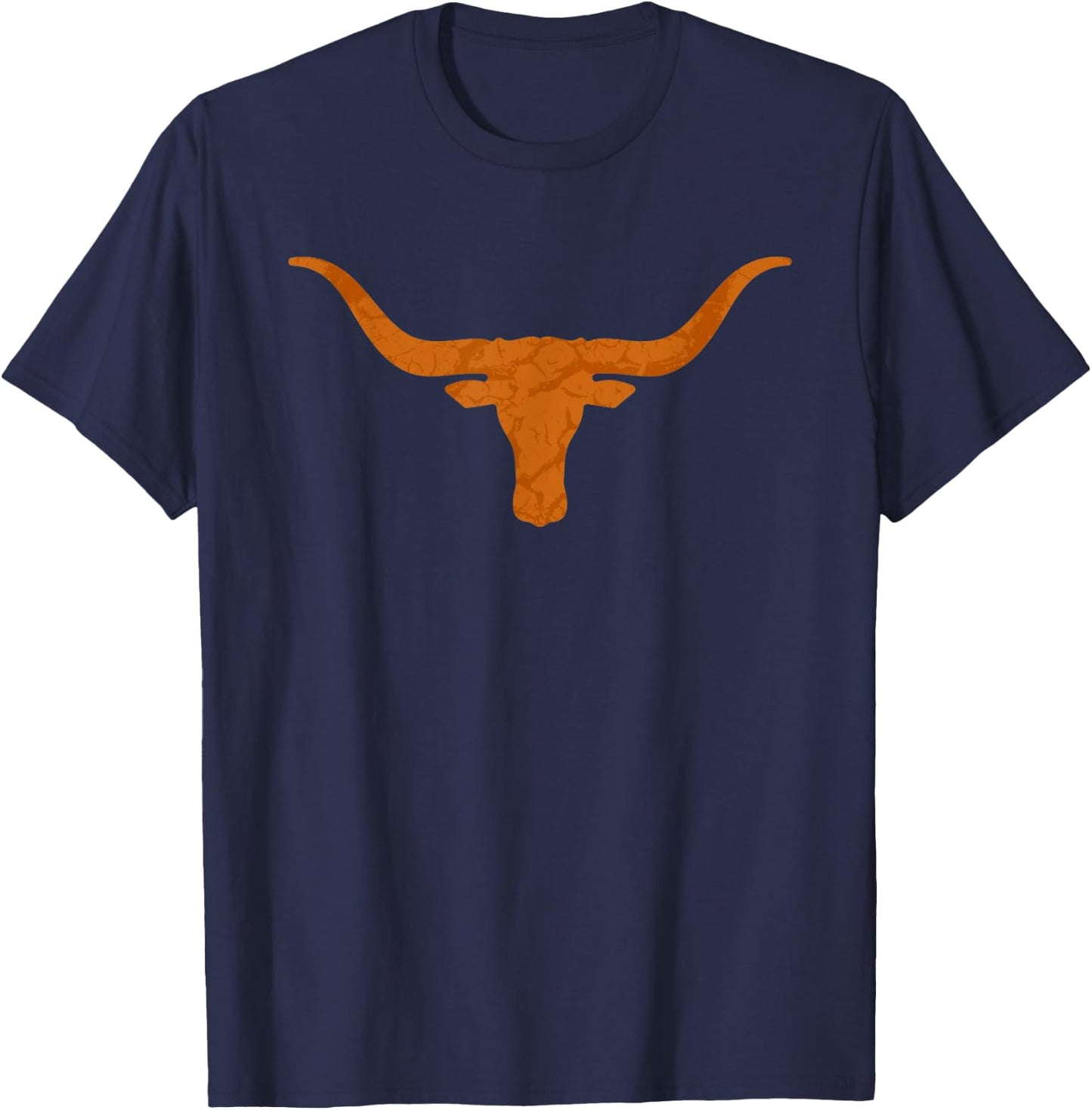 Hook'em Horns Bull with Vintage Distressed Long Horn T-Shirt - T-Shirt | Navy